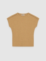 %Pto% Camiseta bordada em textura suíça âmbar vista frontal