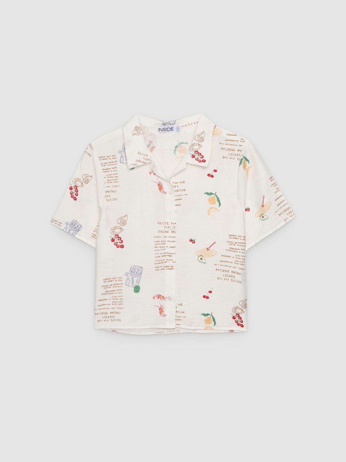 %Pto% Printed button-up shirt white front view