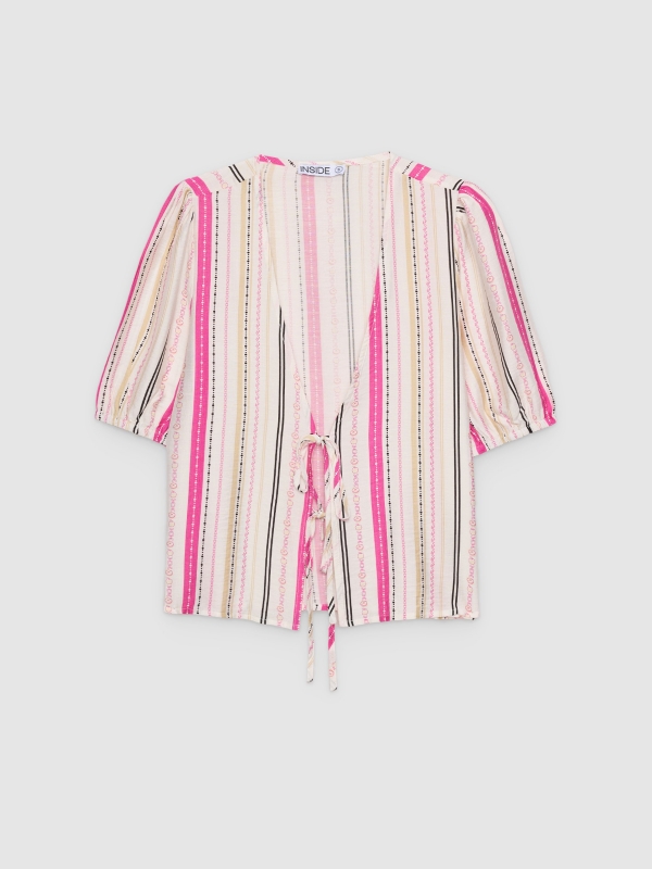  Printed blouse with ties white front view