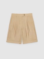 %Pto% Mid-rise fluid Bermuda shorts sand front view