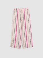 %Pto% Pantalón fluido wide leg estampado blanco vista frontal