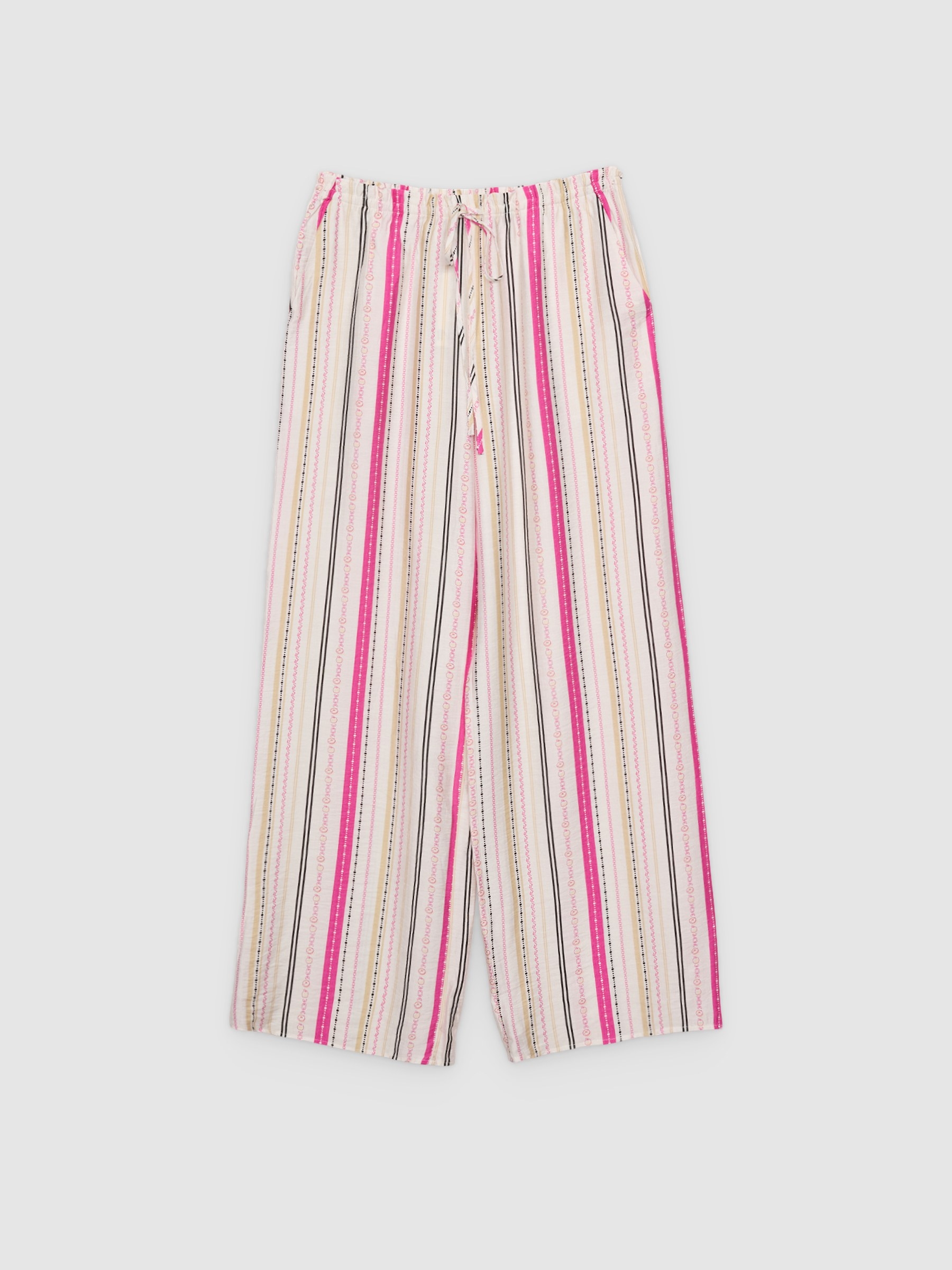 Pantalón fluido wide leg estampado blanco vista general frontal
