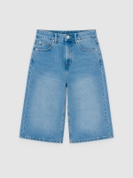 %Pto% Bermuda denim de cintura alta azul vista frontal