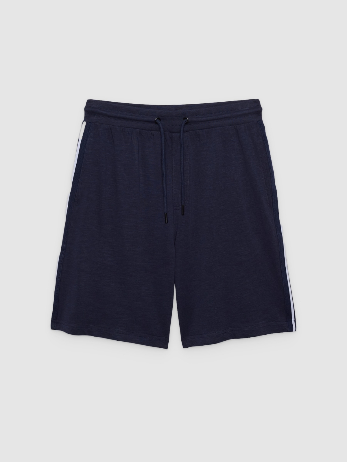 %Pto% Bermuda jogger bandas laterales azul marino vista frontal