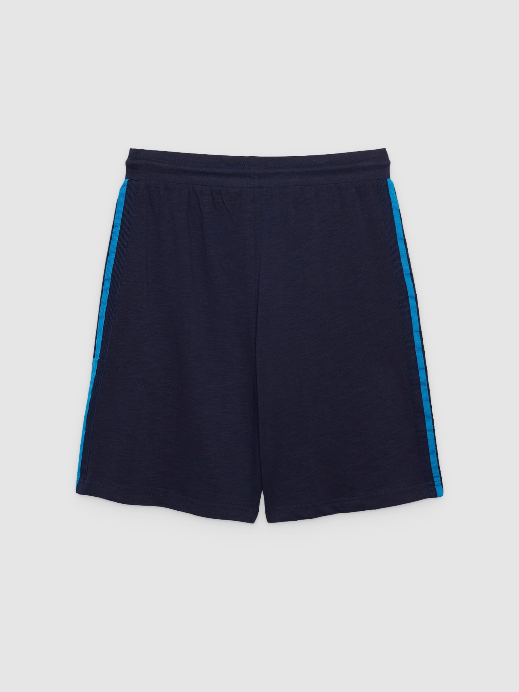 Bermuda jogger with side stripes navy middle front view