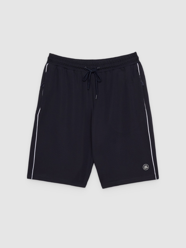  Bermuda jogger felpa con cordones azul marino vista frontal