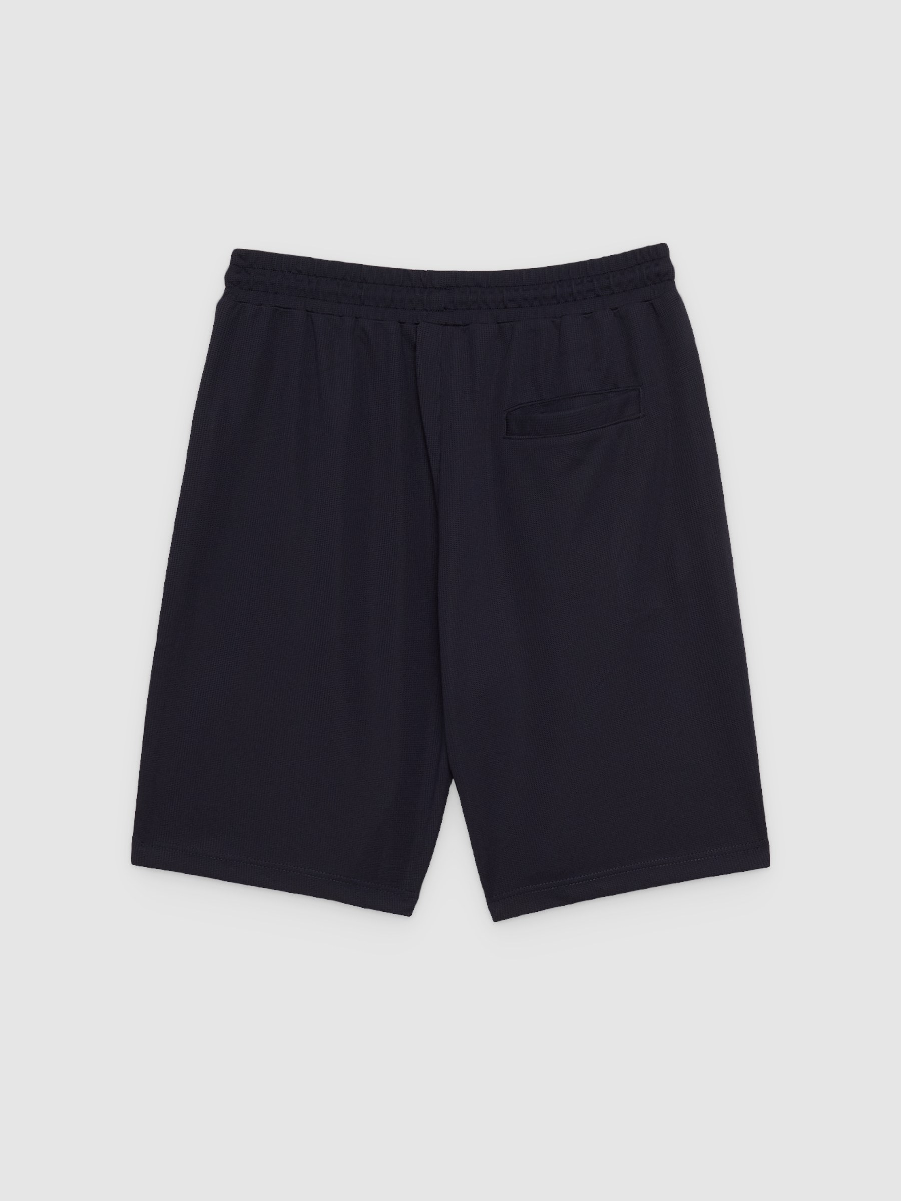 Bermuda jogger fleece with drawstrings navy middle front view
