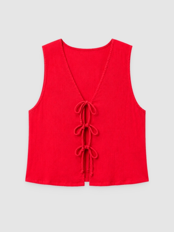 %Pto% Blusa bambula con lazos carmín vista frontal
