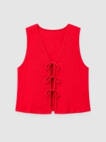 %Pto% Bambula blouse with ties carmine front view