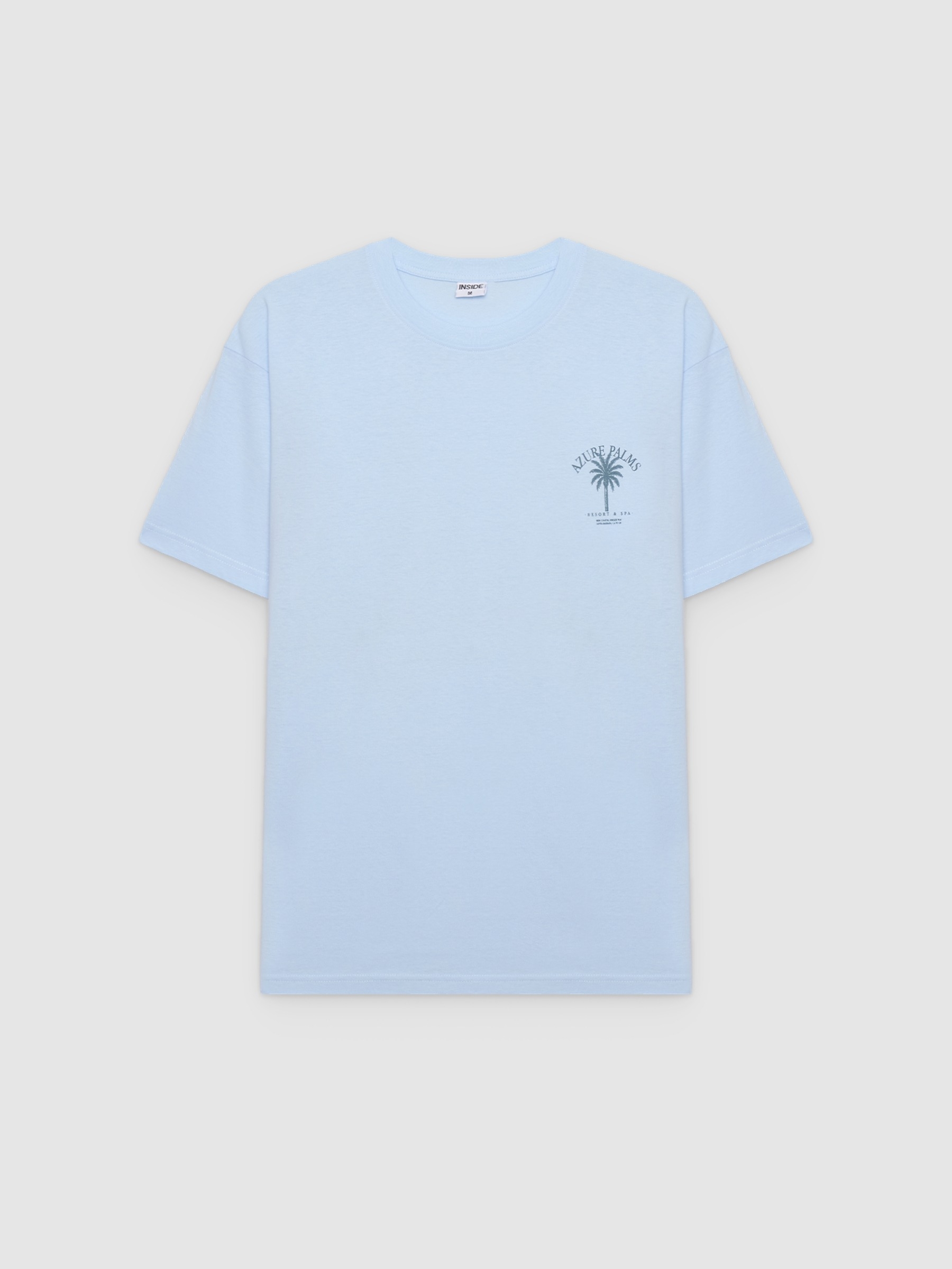 Azure T-shirt sky blue middle front view