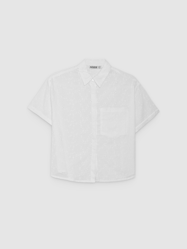  Camisa bordada suíça oversized branco vista frontal