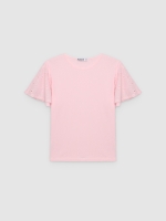 %Pto% Camiseta algodón bordado suizo rosa claro vista frontal