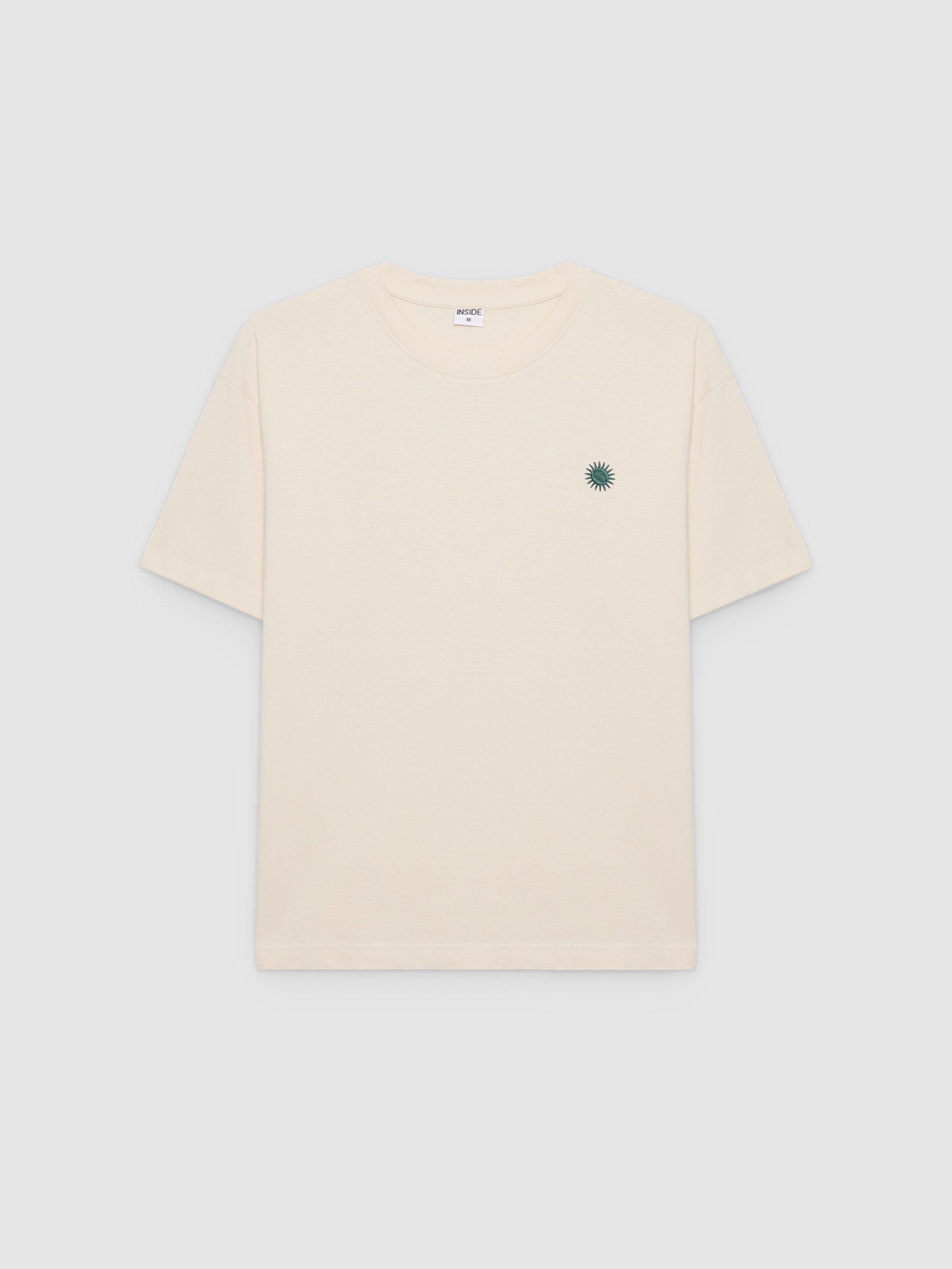Camiseta mini bordado crudo vista media frontal