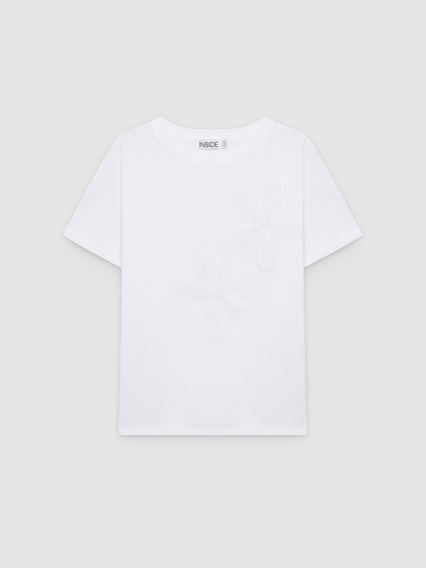 %Pto% Camiseta flores bordado blanco vista frontal