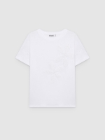 %Pto% Camiseta com flores bordadas branco vista frontal