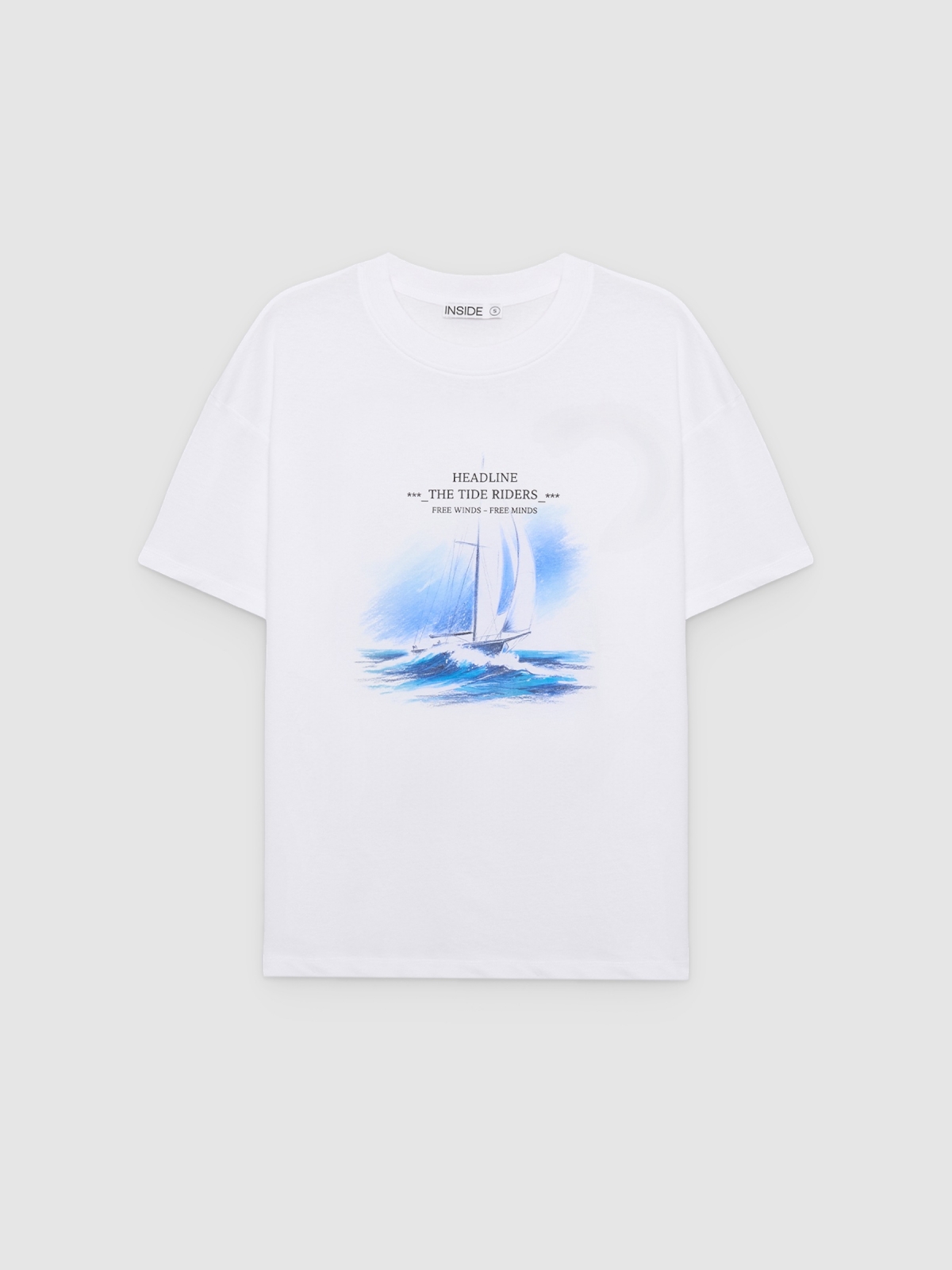 %Pto% Camiseta estampada veleiro branco vista frontal