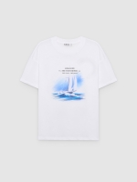 %Pto% Camiseta estampado velero blanco vista frontal