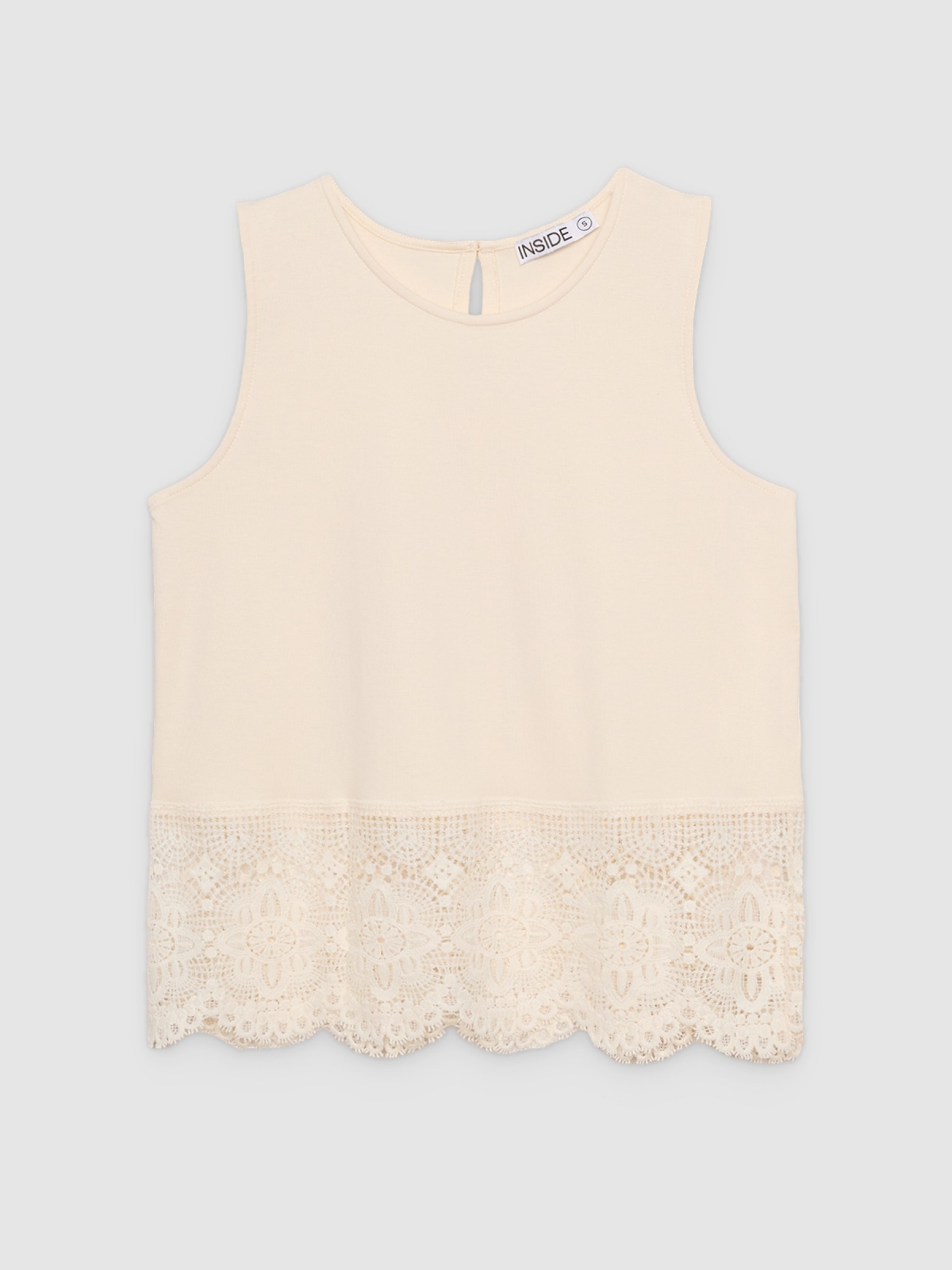 %Pto% Camiseta regata bordada off white vista frontal