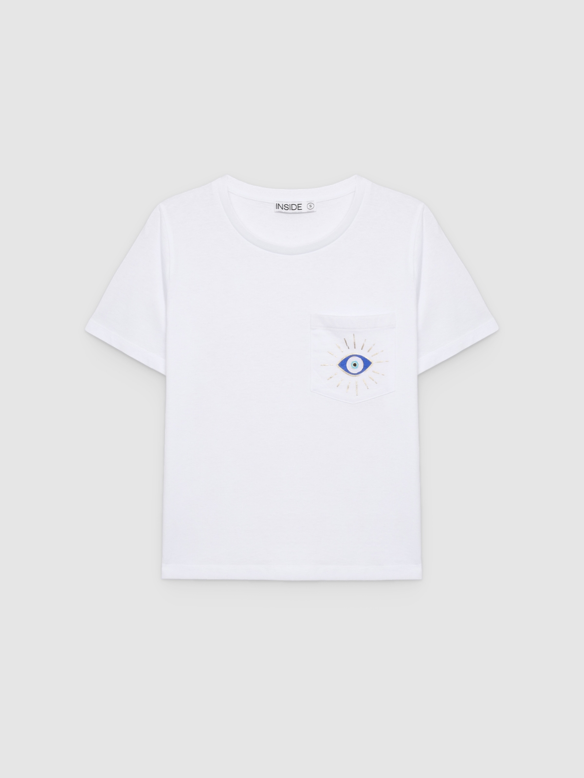 %Pto% Camiseta ojo étnico con abalorios blanco vista frontal