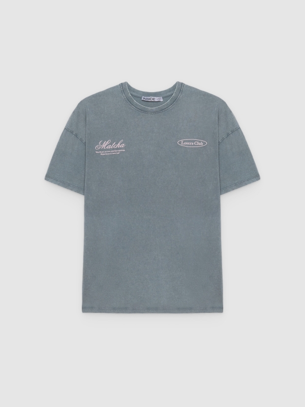  Camiseta oversized lavada cinza azulado vista frontal