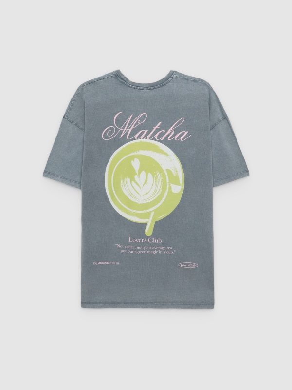 Camiseta oversize lavada gris azulado vista trasera