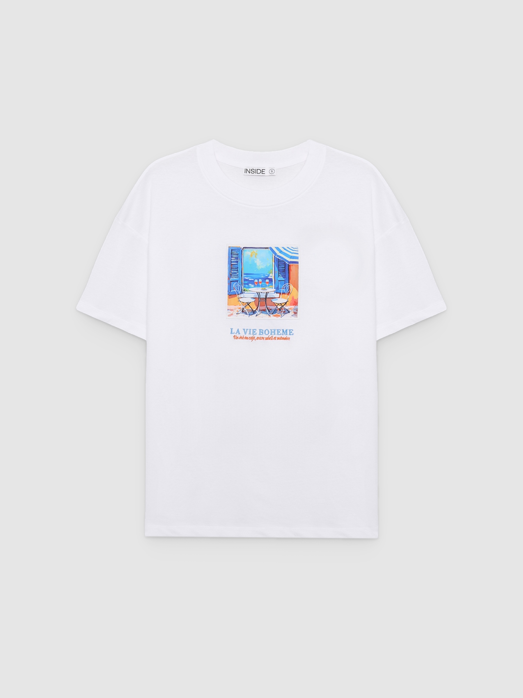 Bohemian life T-shirt white middle front view