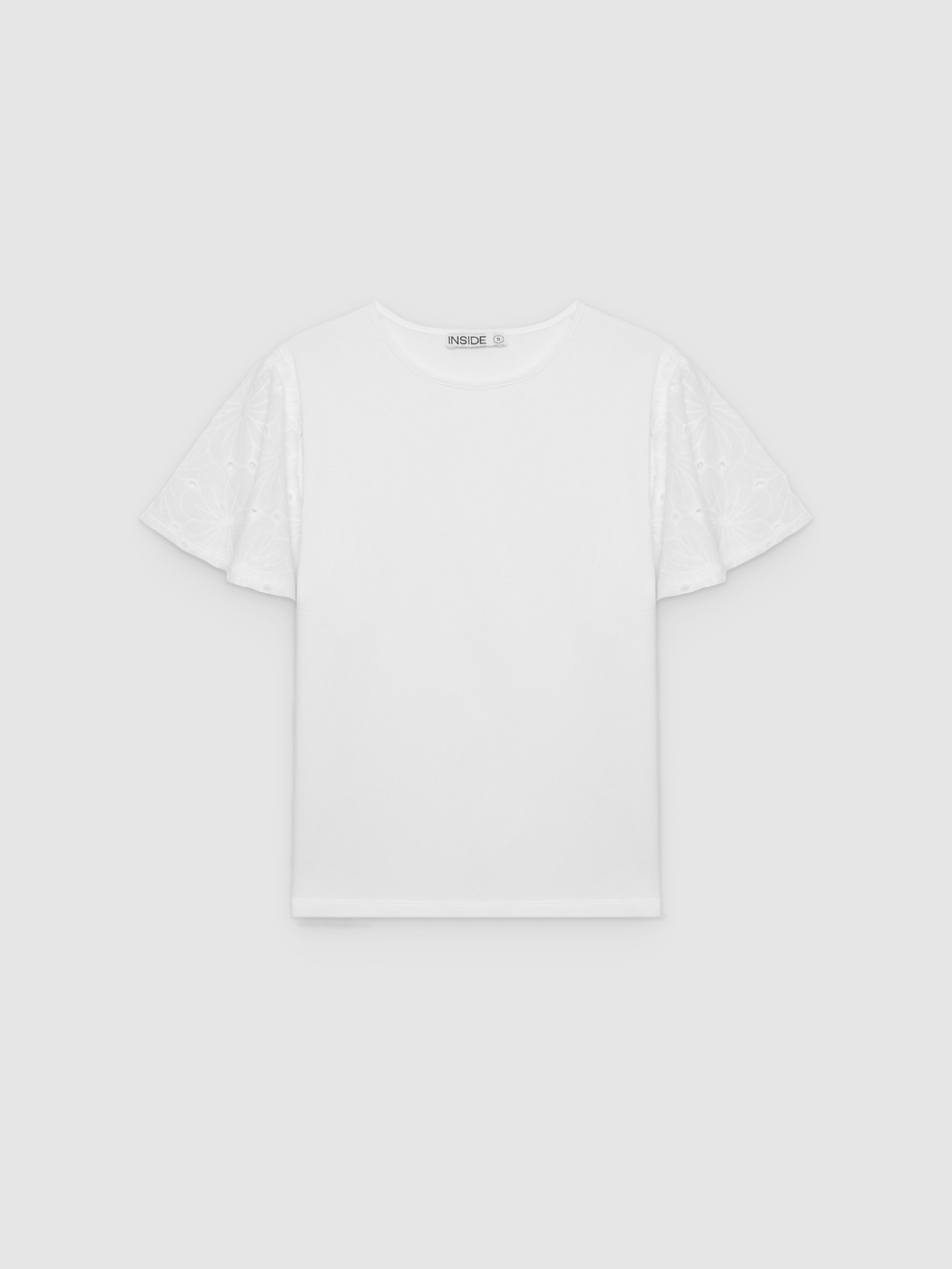 %Pto% Swiss embroidered cotton T-shirt white front view