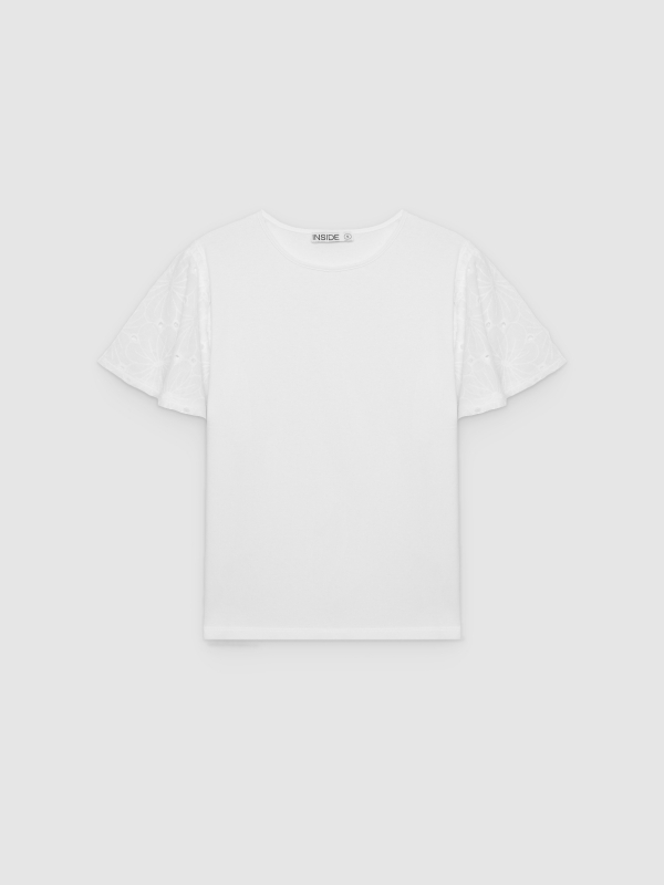 %Pto% Camiseta algodón bordado suizo blanco vista frontal