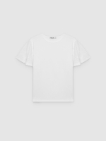 %Pto% Swiss embroidered cotton T-shirt white front view