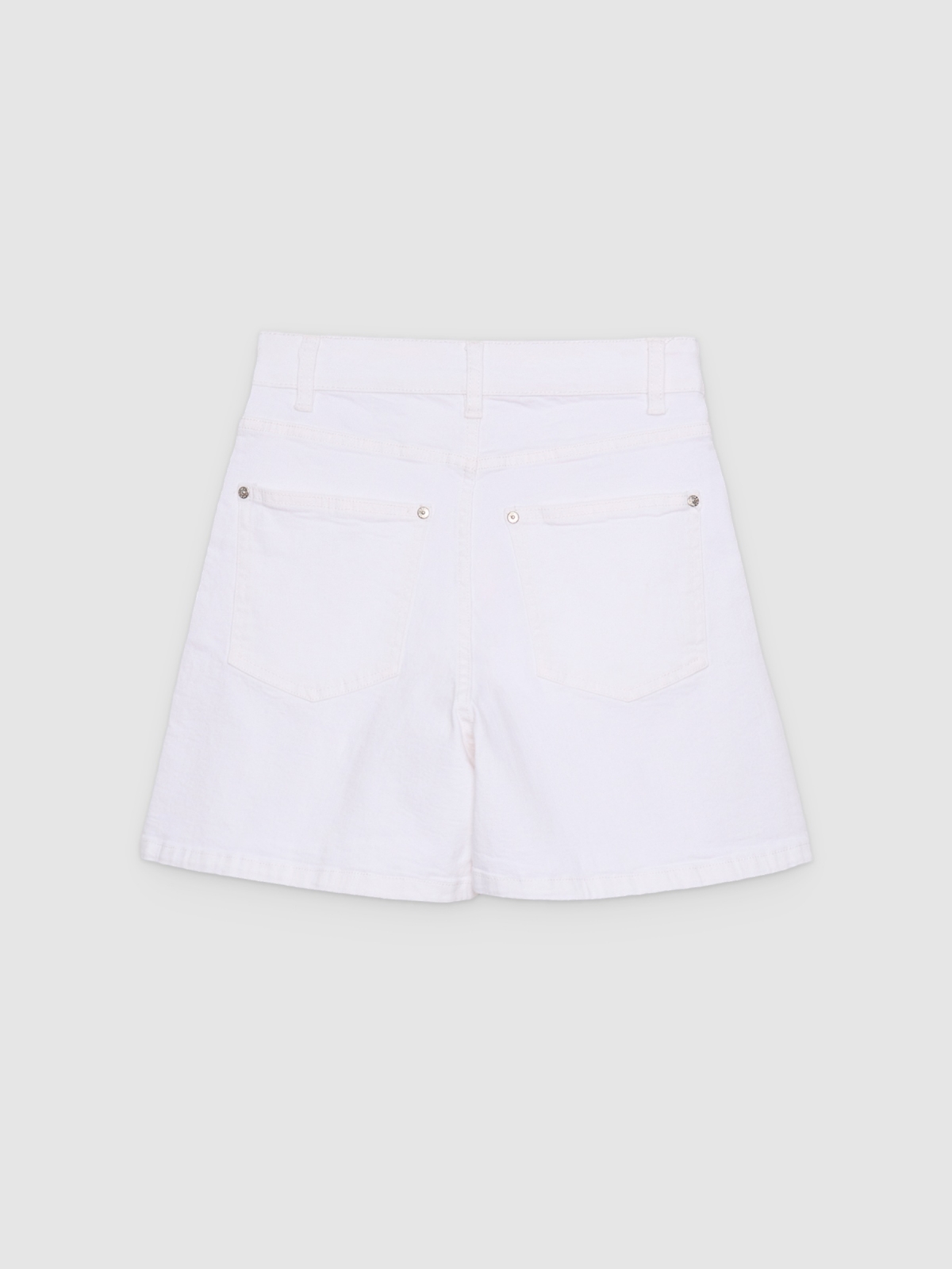 High-waisted twill Bermuda shorts white back view