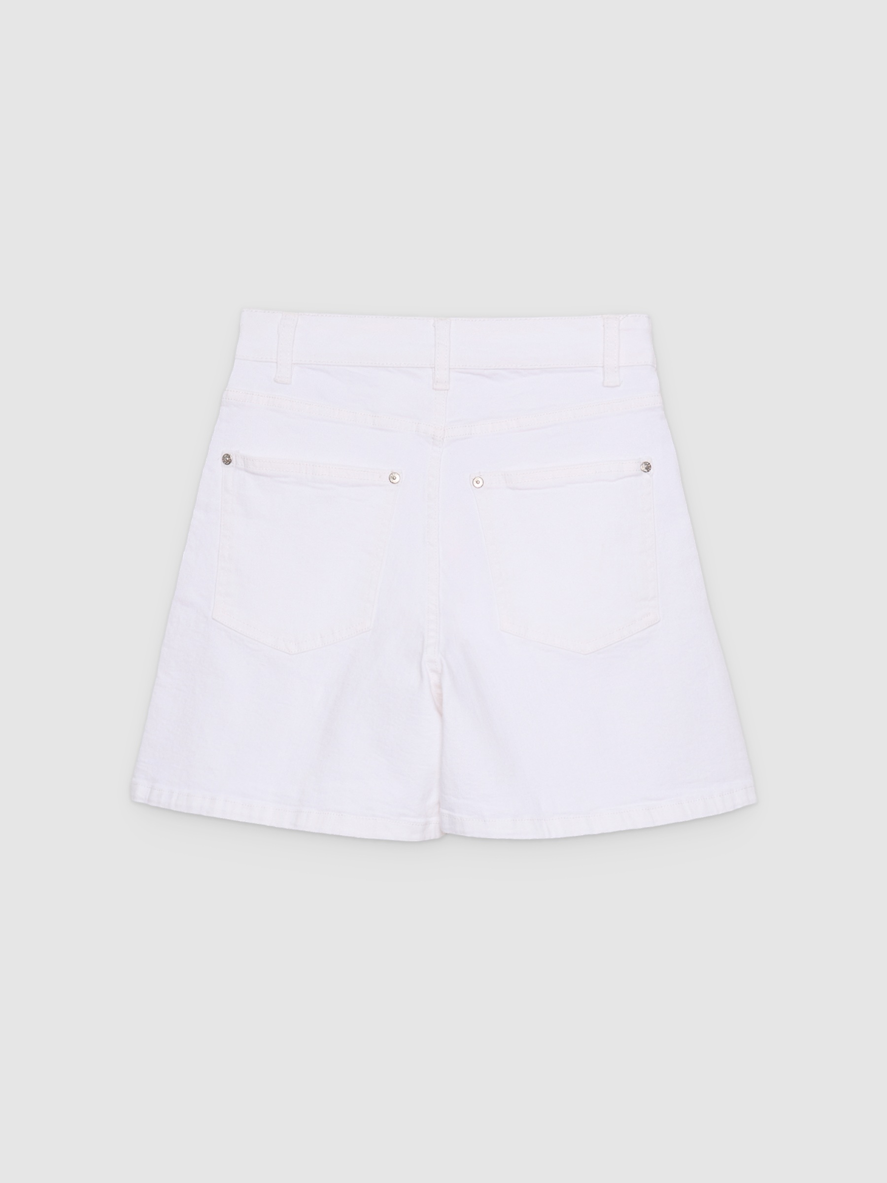 Bermuda sarja cintura alta branco vista meia frontal