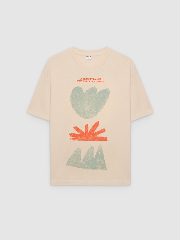  Camiseta estampado abstrato crua vista frontal
