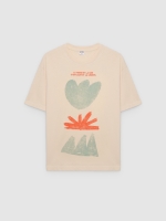%Pto% Camiseta estampado abstrato crua vista frontal