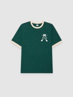 %Pto% Camiseta texto ribeteada verde oscuro vista frontal