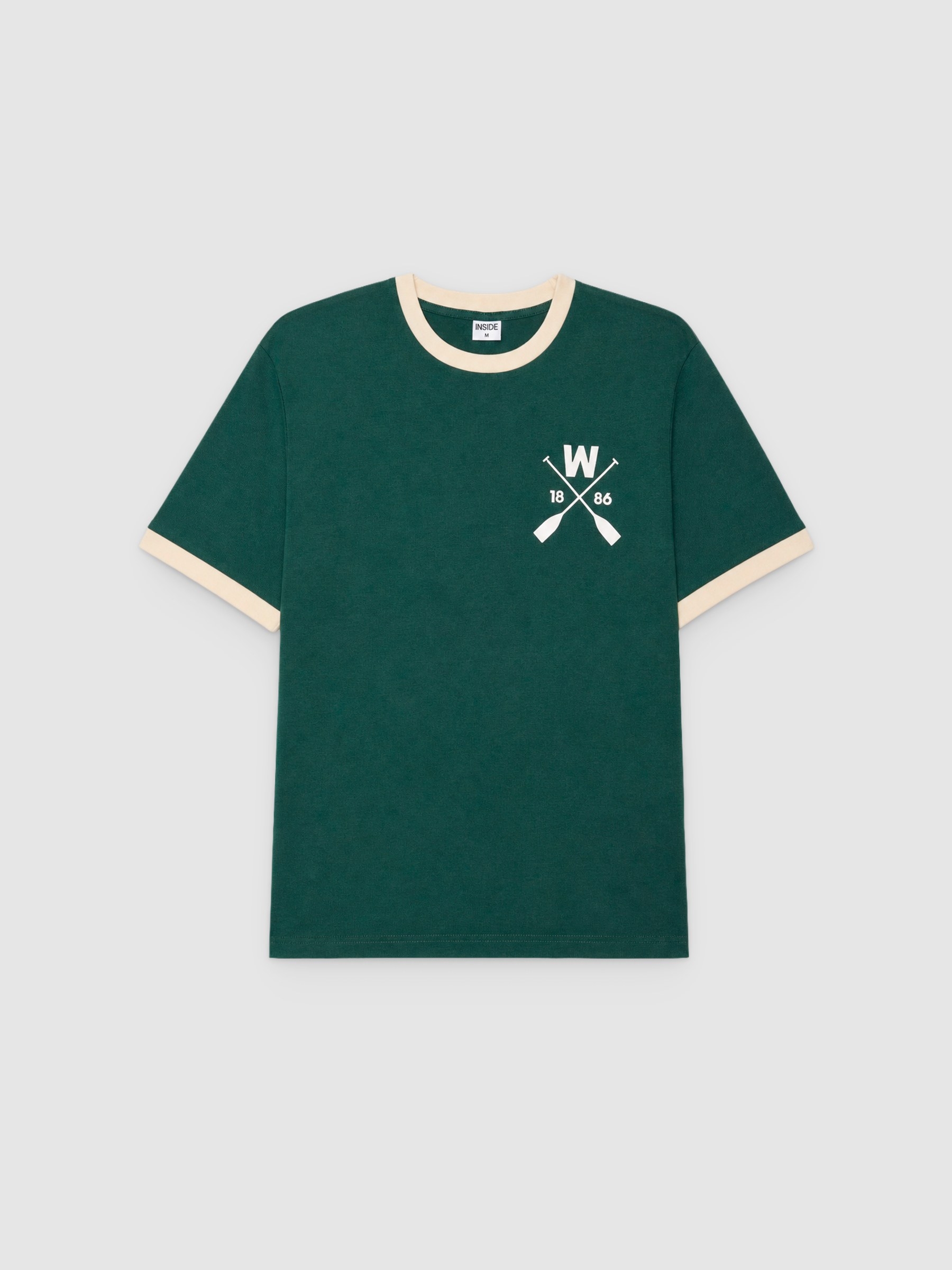 %Pto% Text-trimmed T-shirt dark green front view