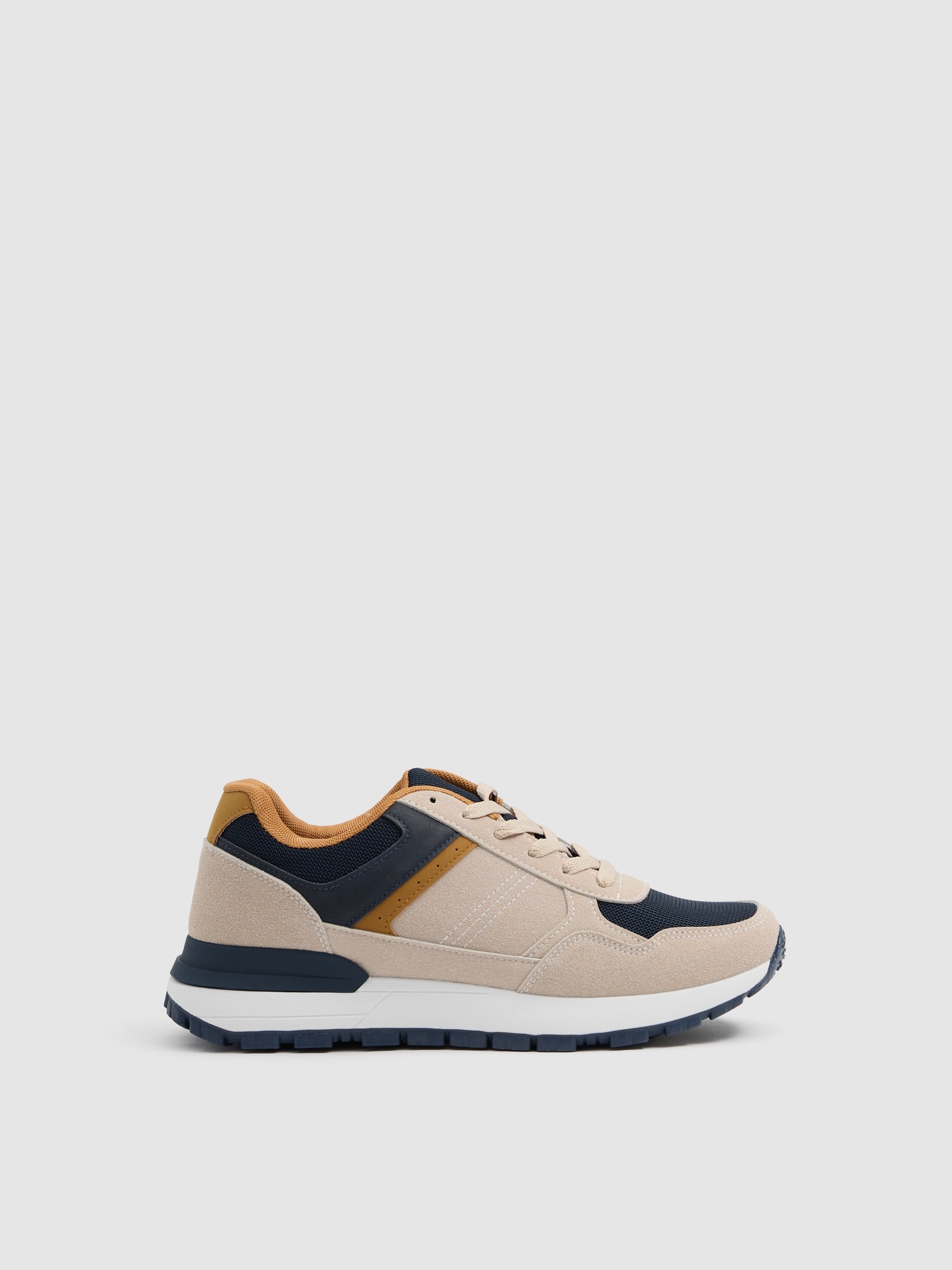 Low-top combined sneaker beige
