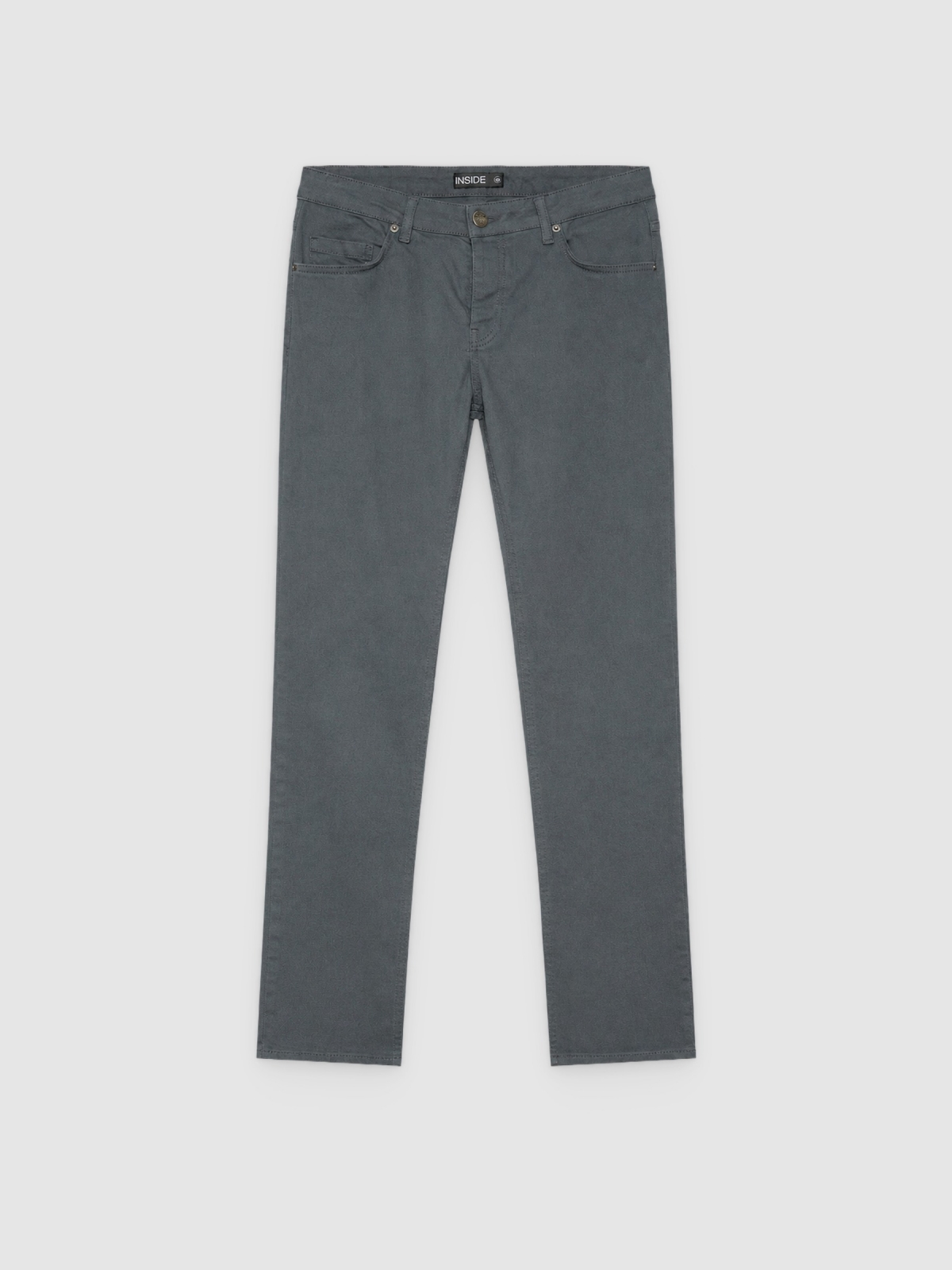 %Pto% Pantalón regular cinco bolsillos gris vista frontal