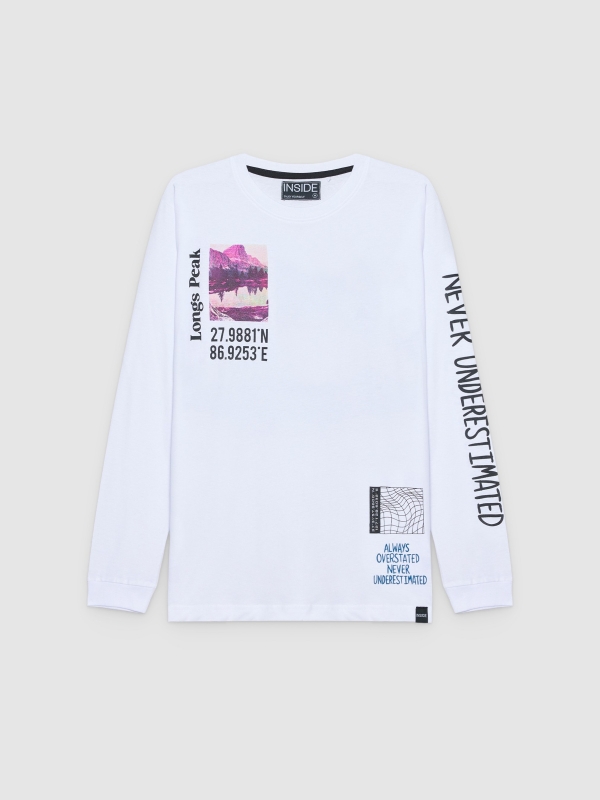  T-shirt de impressão fotográfica branco vista frontal