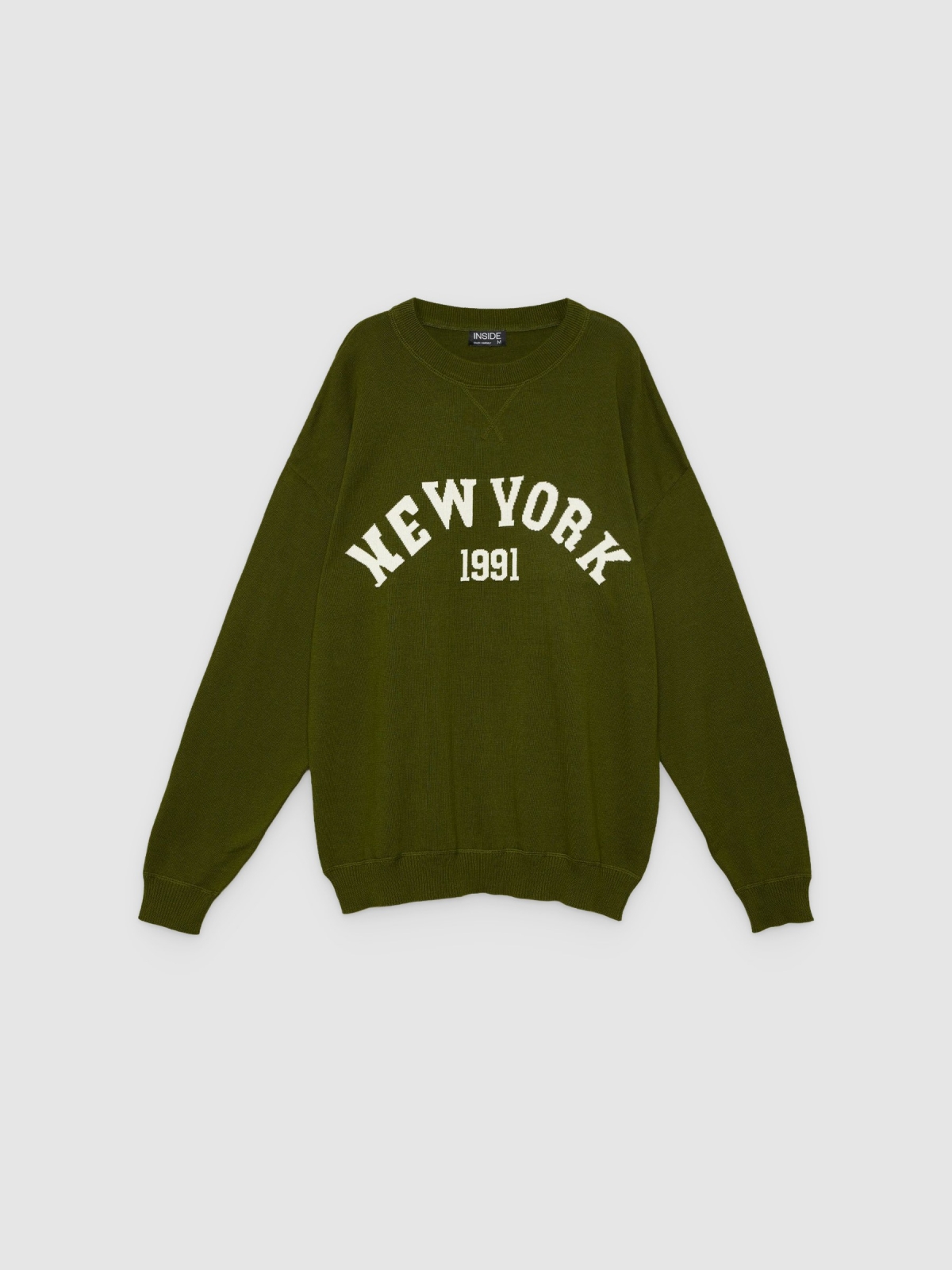 %Pto% Text knit sweater dark green front view