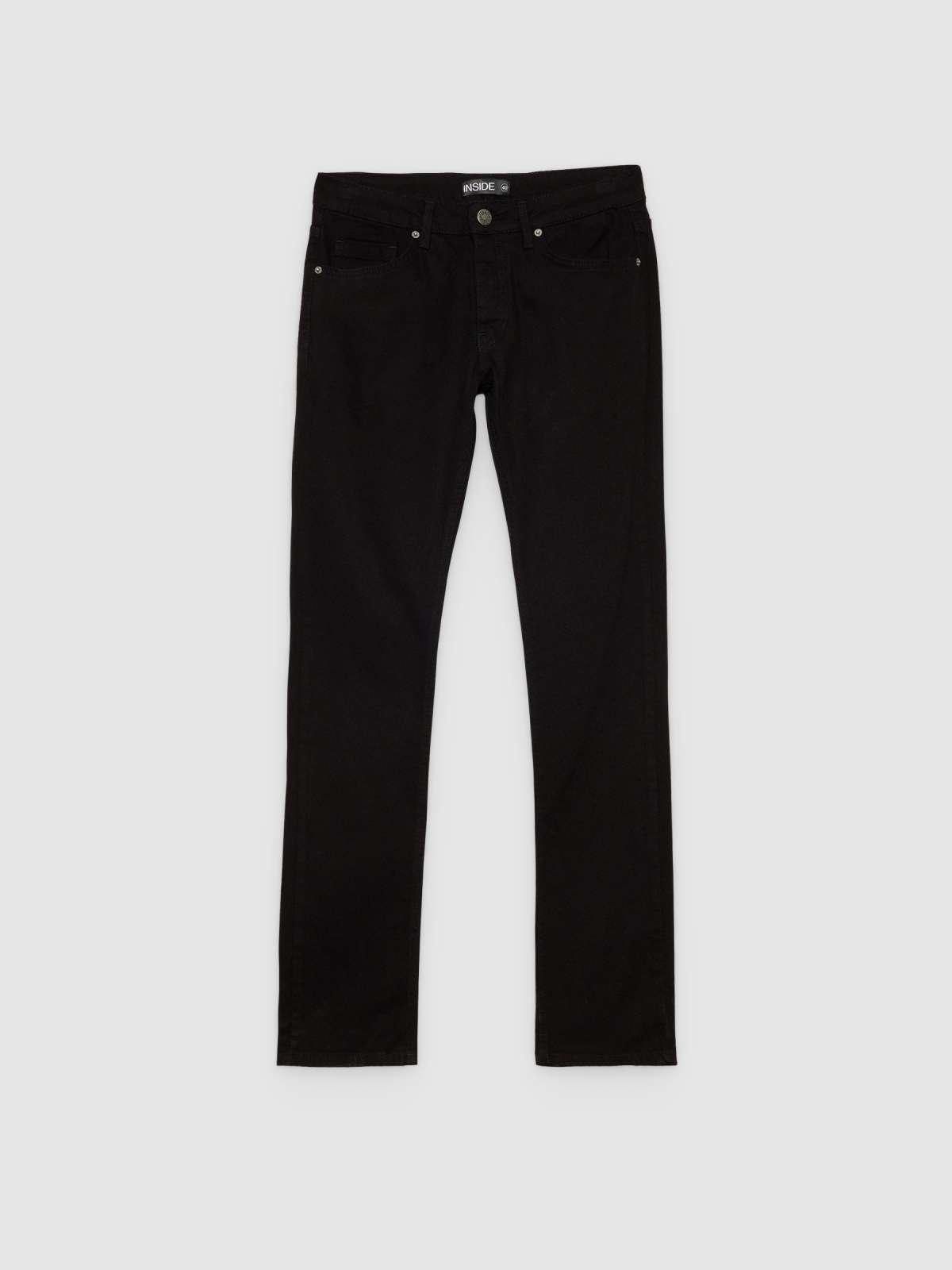 %Pto% Jeans básico de cinco bolsos preto vista frontal