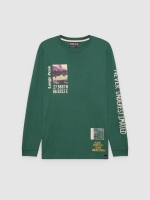 %Pto% T-shirt de impressão fotográfica verde escuro vista frontal
