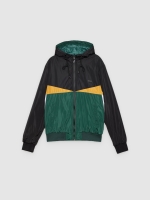 %Pto% Hooded Color Block Padded Jacket dark green front view