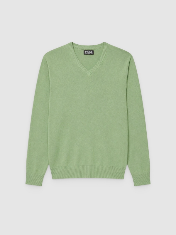  Basic Navy Blue Sweater olive green front view