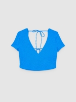 %Pto% Camiseta lazada a la espalda azul eléctrico vista frontal