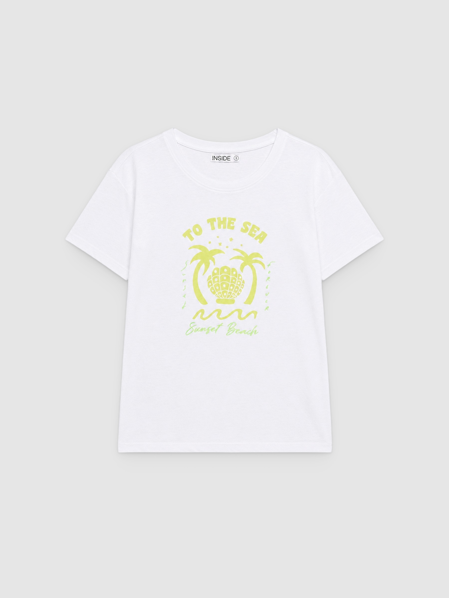 T-Shirt To the Sea branco vista meia frontal