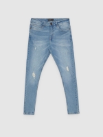 %Pto% Jeans skinny denim rotos azul vista frontal