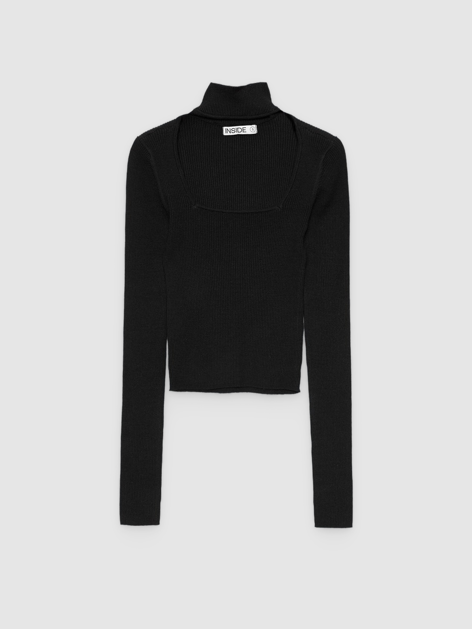 Slim turtleneck sweater black middle front view
