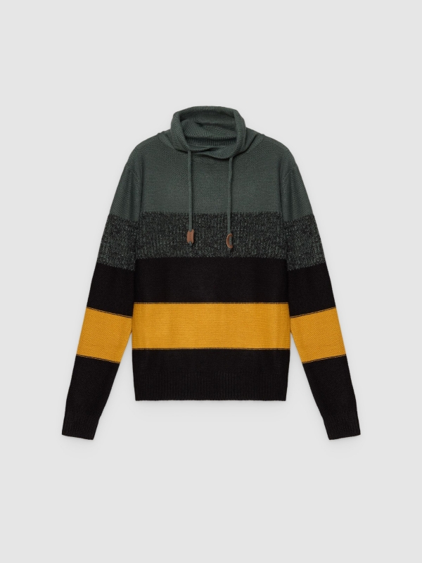  Striped jumper with laces black front view