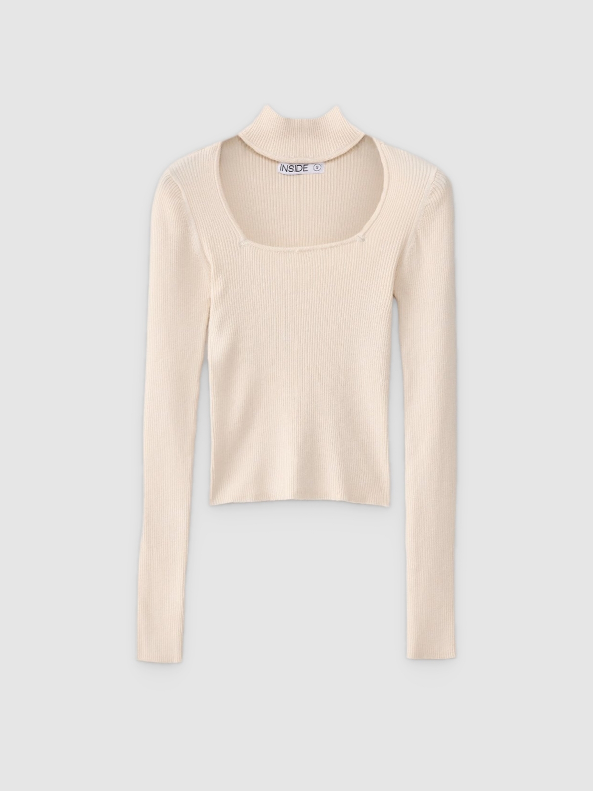 %Pto% Slim turtleneck sweater beige front view