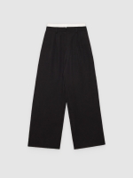 %Pto% Calças tailoring cintura franzida preto vista frontal